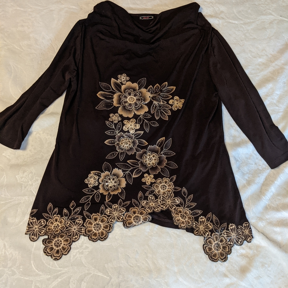 Brown & tan floral long sleeve